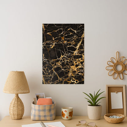 Black & Gold Marble Pattern Art Print