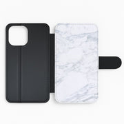 White Marble Pattern Flip / Wallet Phone Case 2