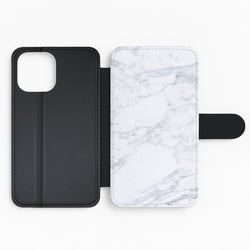 White Marble Pattern Flip Phone Case