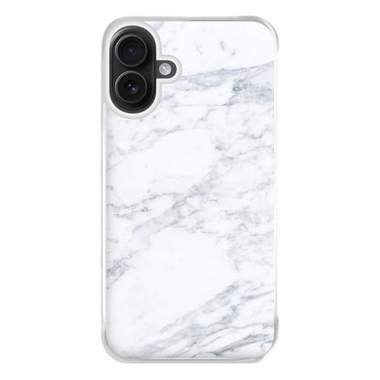 White Marble Pattern Phone Case for iPhone 16 Plus