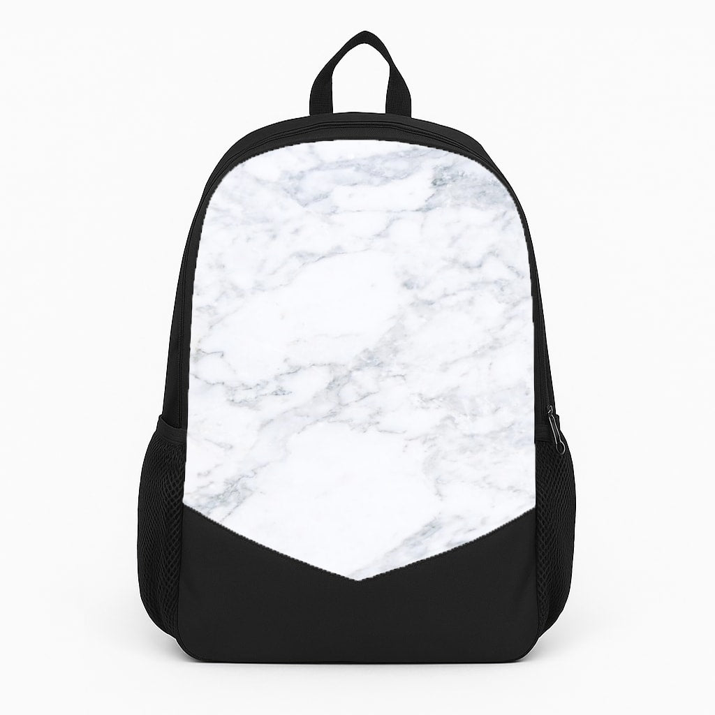 White Marble Pattern Large Backpack