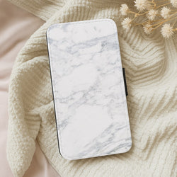 White Marble Pattern Wallet Phone Case