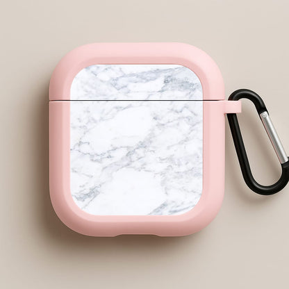 White Marble Pattern Pink AirPods Case