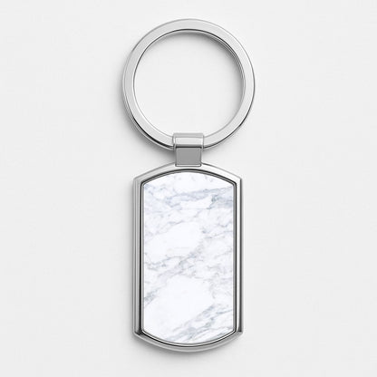 White Marble Pattern Silver Keyring