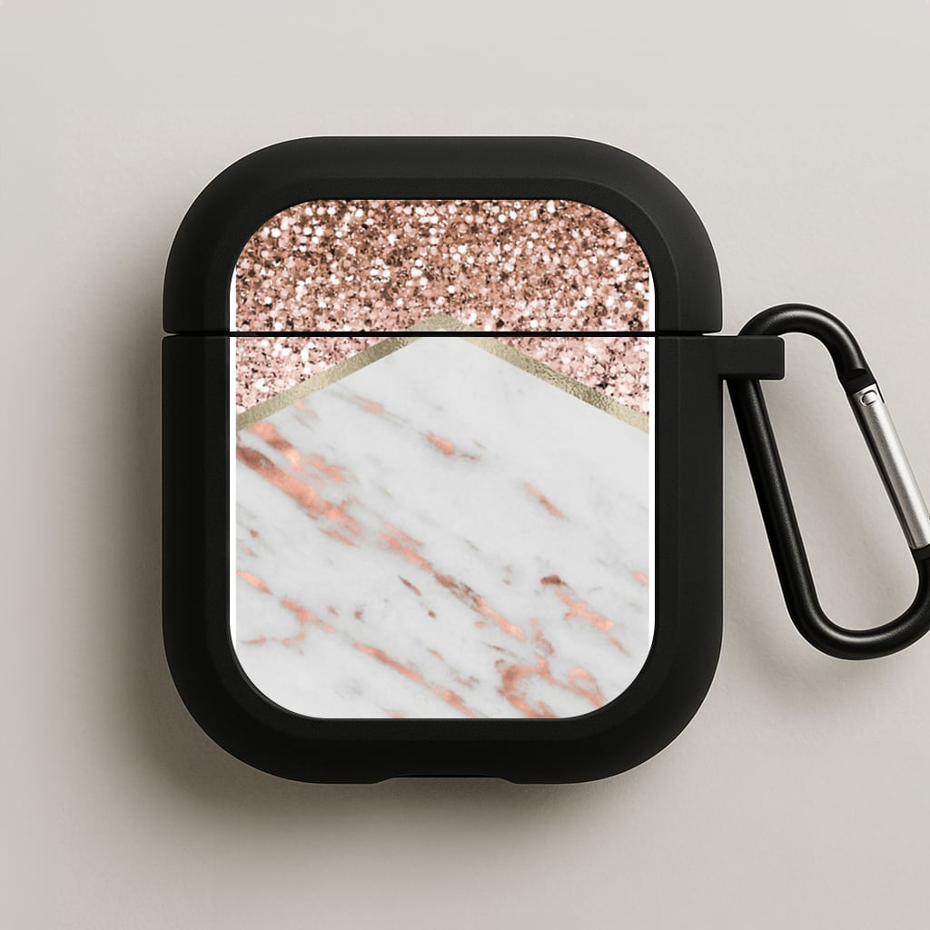 Rose Gold Marble & Glitter AirPods Case