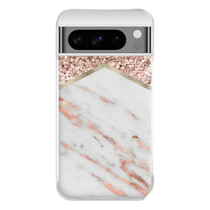 Rose Gold Marble & Glitter Phone Case for Google Pixel 8 Pro