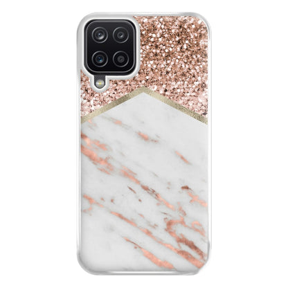 Rose Gold Marble & Glitter Phone Case for Galaxy A12