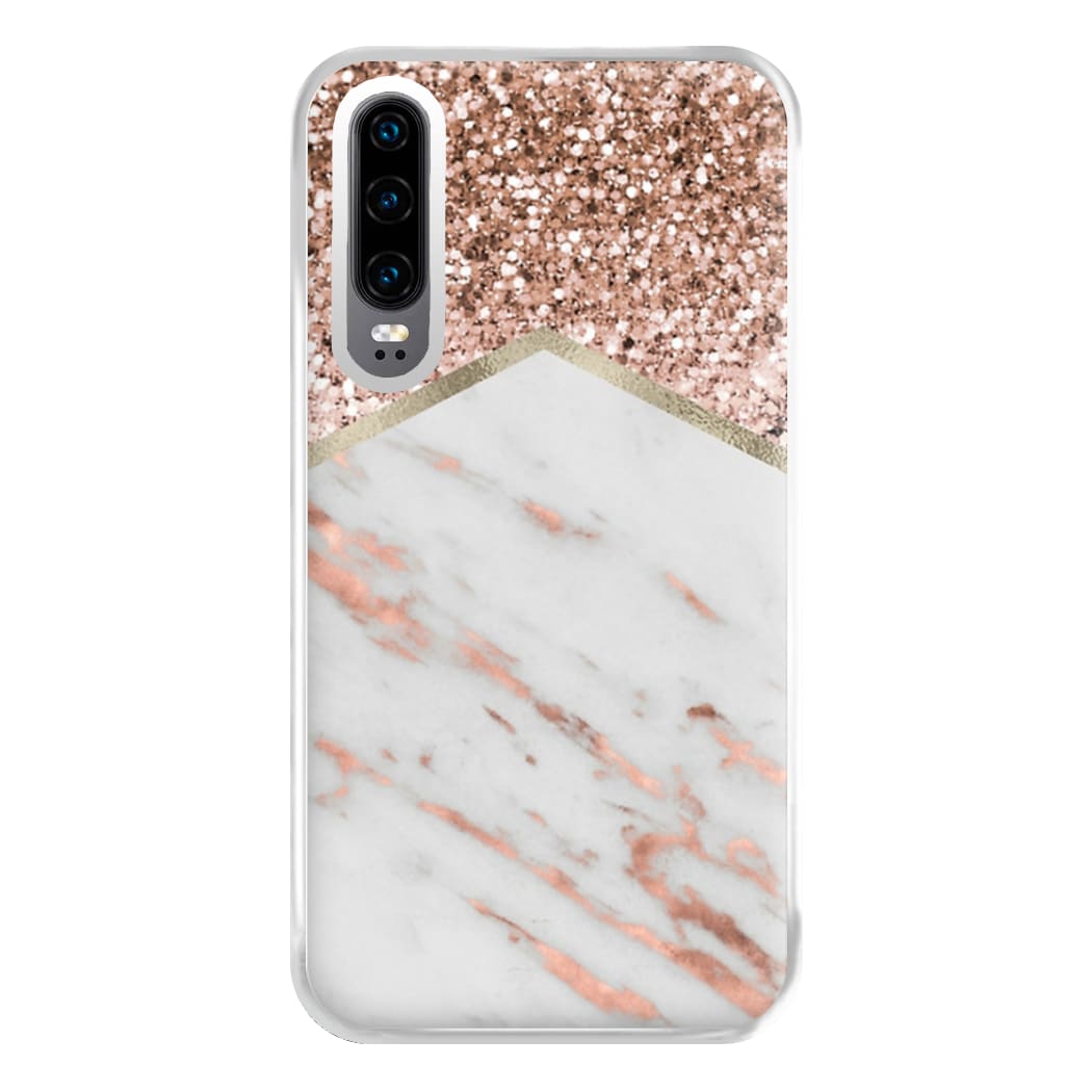 Rose Gold Marble & Glitter Phone Case for Huawei P30