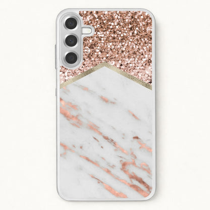 Rose Gold Marble & Glitter Phone Case for Galaxy A37