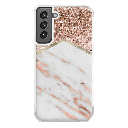 Rose Gold Marble & Glitter Phone Case for Galaxy S21FE