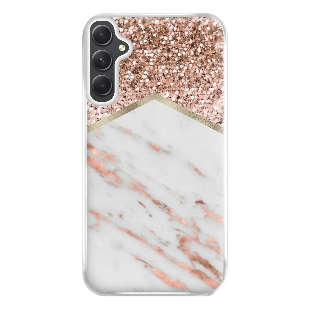 Rose Gold Marble & Glitter Phone Case for Galaxy A14