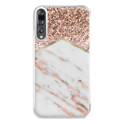 Rose Gold Marble & Glitter Phone Case for Huawei P20 Pro