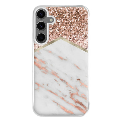 Rose Gold Marble & Glitter Phone Case for Galaxy S24FE