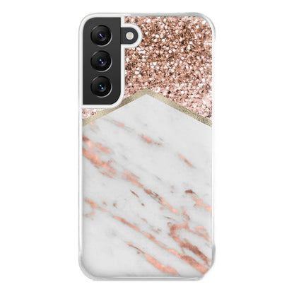 Rose Gold Marble & Glitter Phone Case for Galaxy S22 Plus