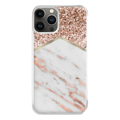 Rose Gold Marble & Glitter Phone Case for iPhone 13 Pro Max