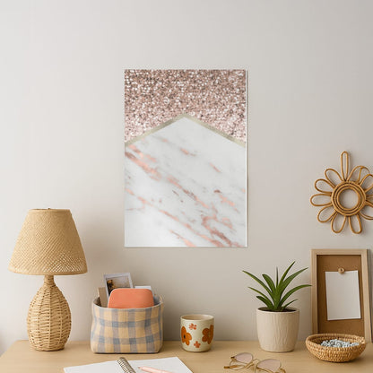 Rose Gold Marble & Glitter Art Print