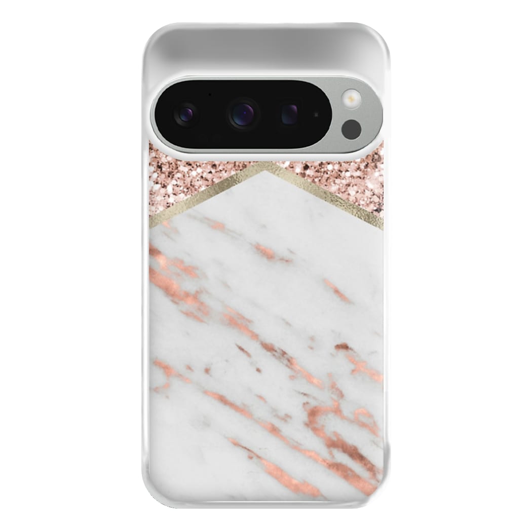 Rose Gold Marble & Glitter Phone Case for Google Pixel 9 Pro XL