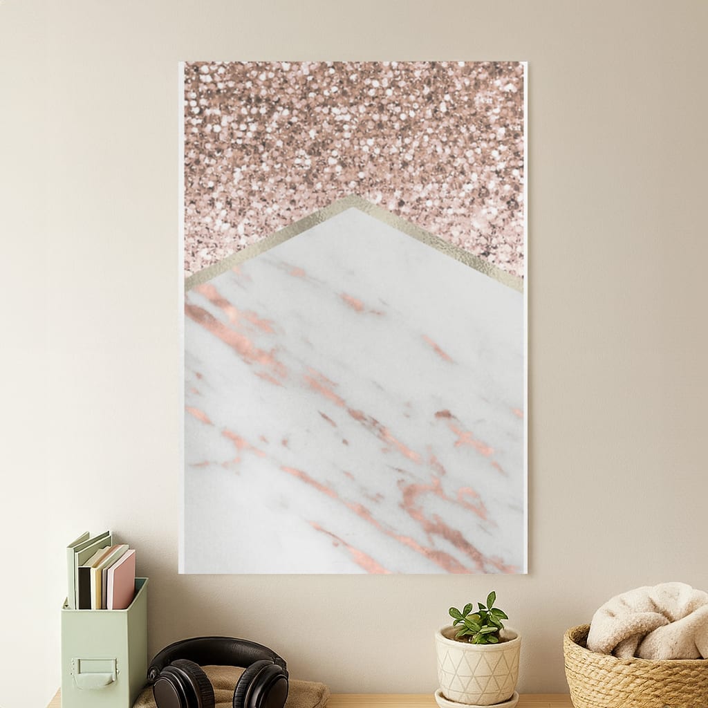Rose Gold Marble & Glitter Poster