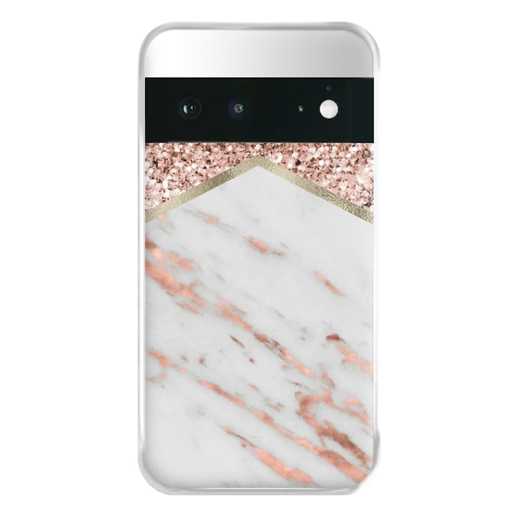 Rose Gold Marble & Glitter Phone Case for Google Pixel 6a