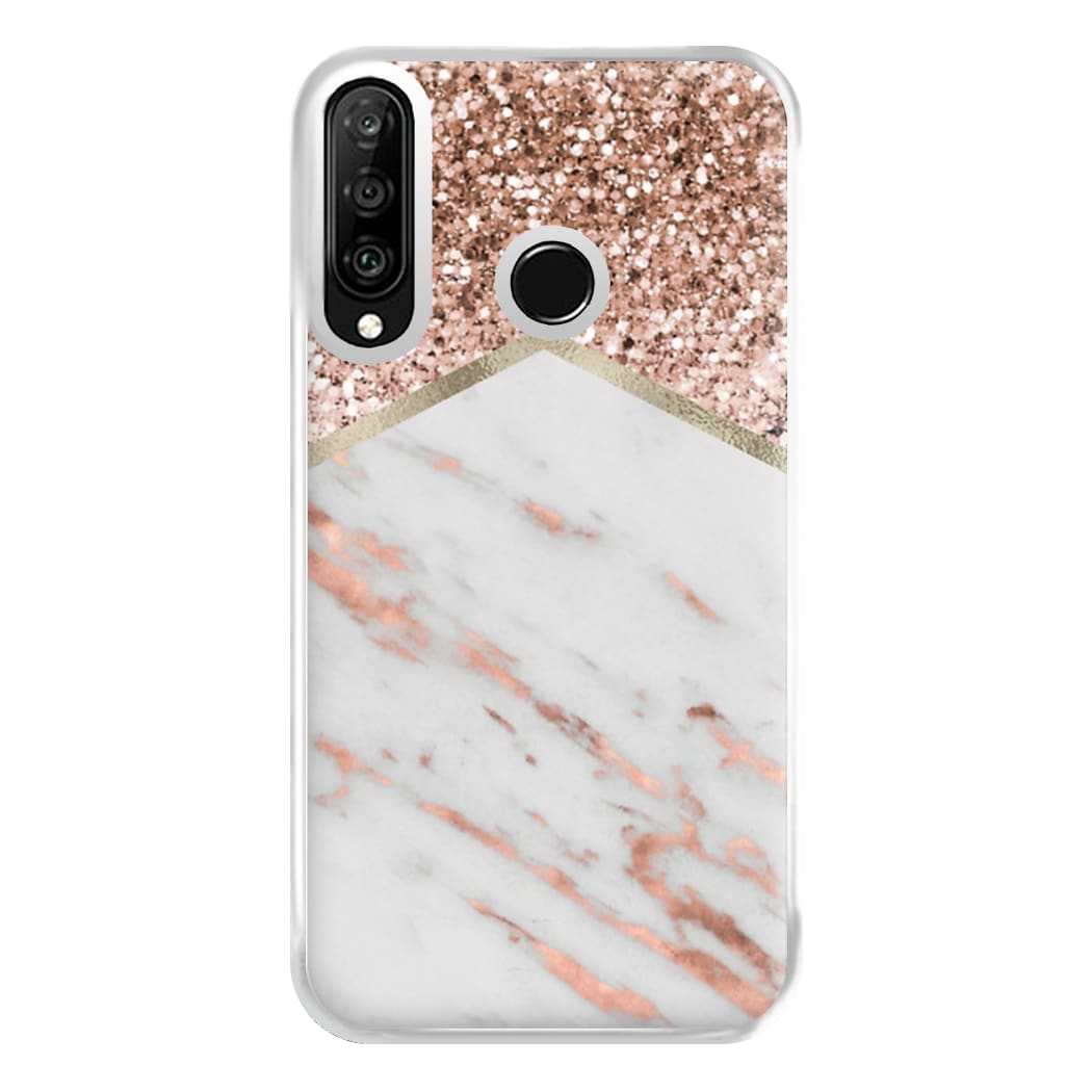 Rose Gold Marble & Glitter Phone Case for Huawei P30 Lite