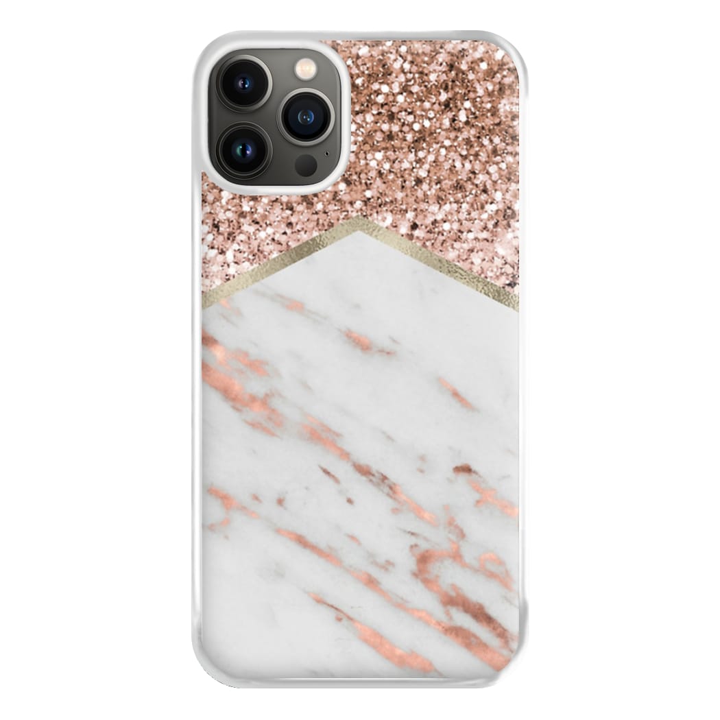 Rose Gold Marble & Glitter Phone Case for iPhone 13