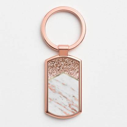Rose Gold Marble & Glitter Rose Gold Keyring