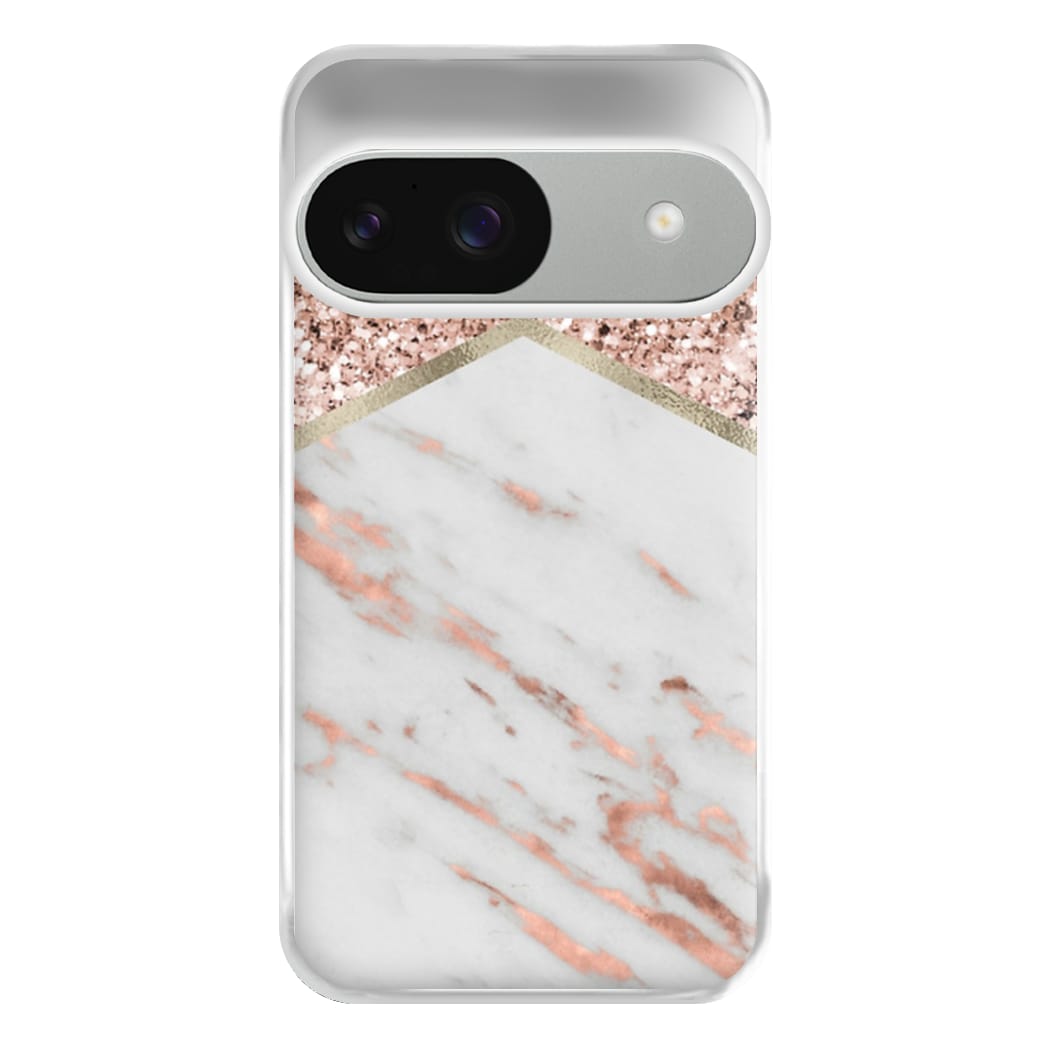 Rose Gold Marble & Glitter Phone Case for Google Pixel 9 / 9 Pro