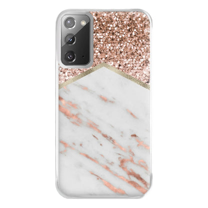 Rose Gold Marble & Glitter Phone Case for Galaxy Note 20 Ultra