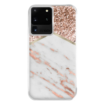 Rose Gold Marble & Glitter Phone Case for Galaxy S20 Ultra