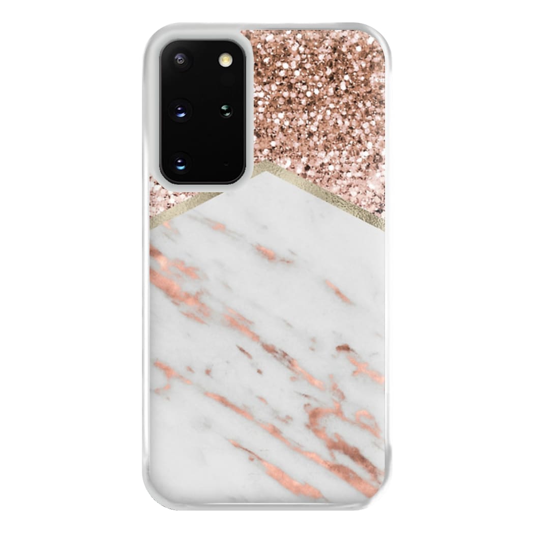 Rose Gold Marble & Glitter Phone Case for Galaxy S20 Plus