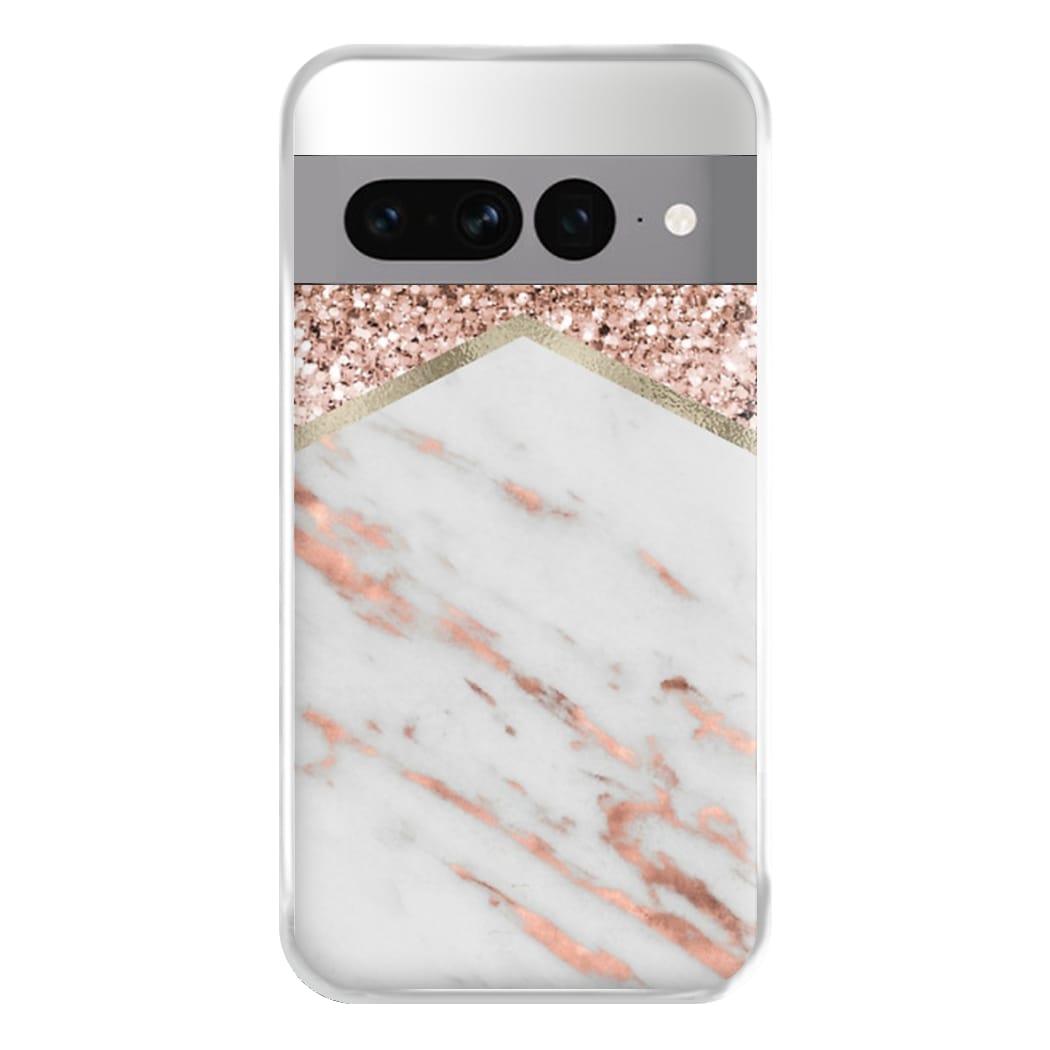 Rose Gold Marble & Glitter Phone Case for Google Pixel 7 Pro