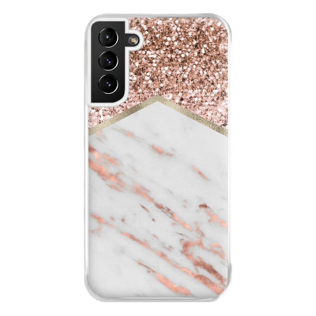 Rose Gold Marble & Glitter Phone Case for Galaxy S21 Plus