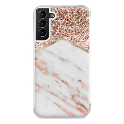 Rose Gold Marble & Glitter Phone Case for Galaxy S21 Plus