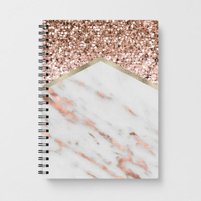 Rose Gold Marble & Glitter Notebook - Fun Cases