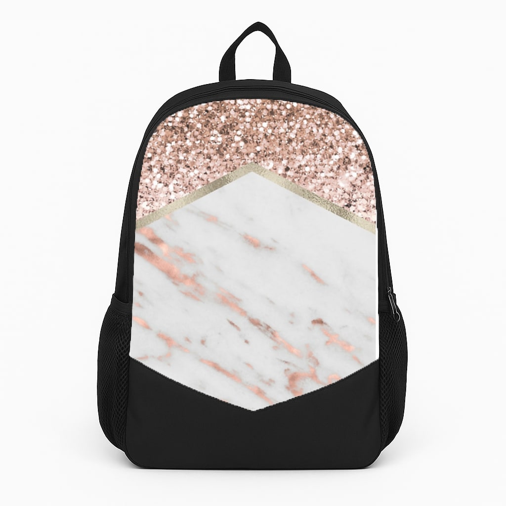 Rose Gold Marble & Glitter Backpack