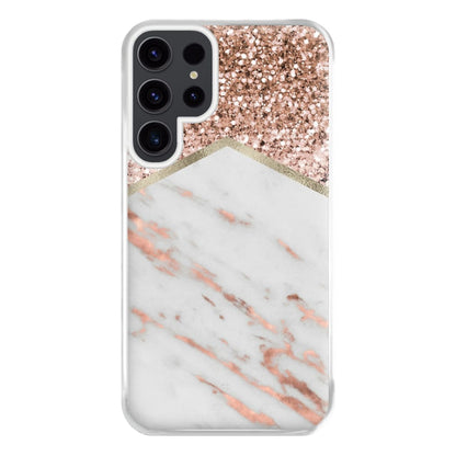 Rose Gold Marble & Glitter Phone Case for Galaxy S23 Ultra