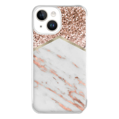 Rose Gold Marble & Glitter Phone Case for iPhone 14