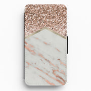 Rose Gold Marble & Glitter Flip / Wallet Phone Case 1