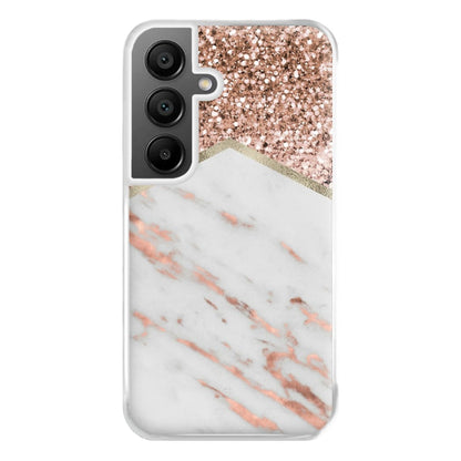 Rose Gold Marble & Glitter Phone Case for Galaxy A55