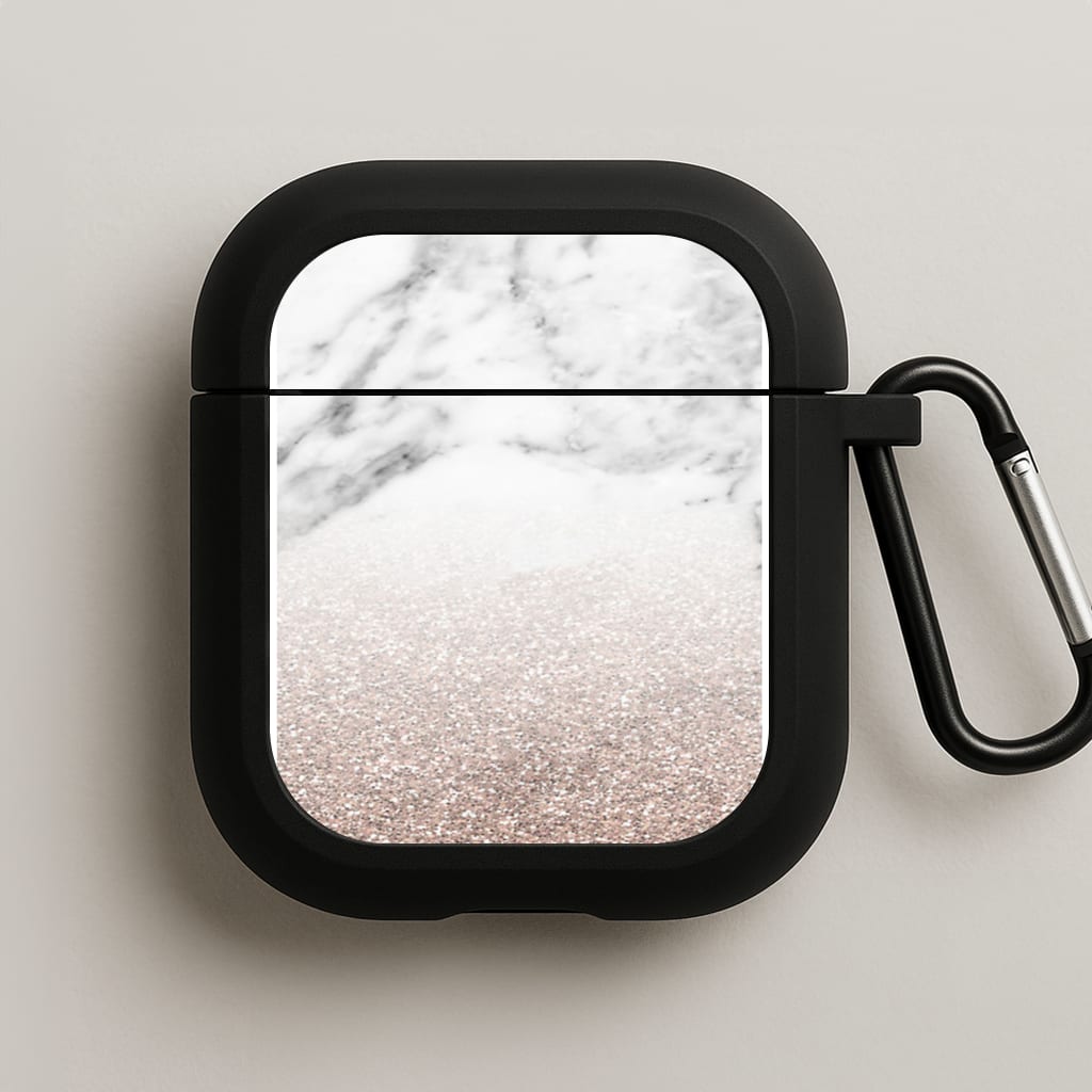 Rose Gold Glitter & Marble AirPods Case