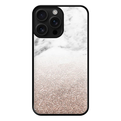 Rose Gold Glitter & Marble Phone Case for iPhone 16 Pro Max