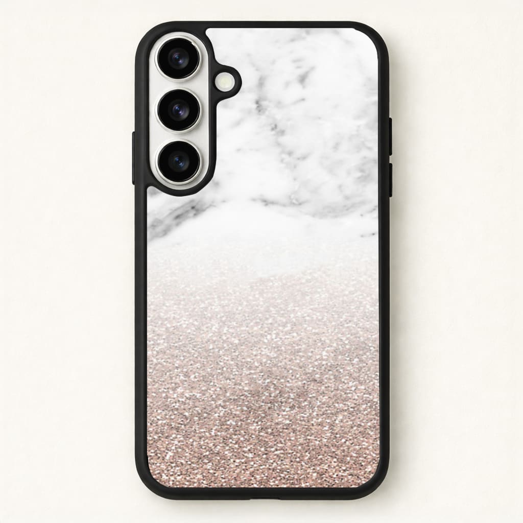 Rose Gold Glitter & Marble Phone Case for Galaxy S26