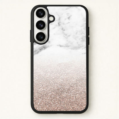 Rose Gold Glitter & Marble Phone Case for Galaxy S26
