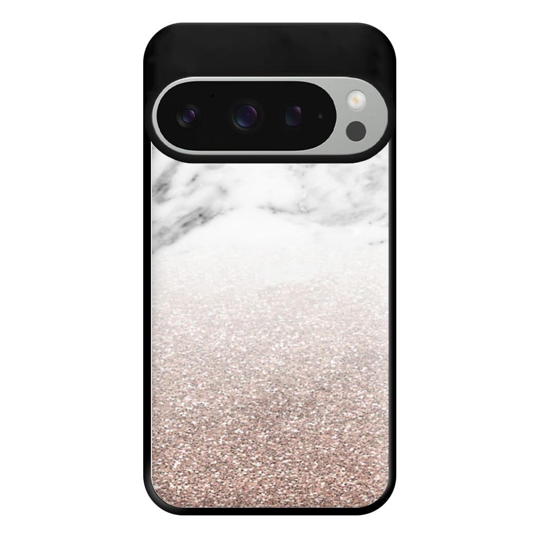 Rose Gold Glitter & Marble Phone Case for Google Pixel 9 Pro XL