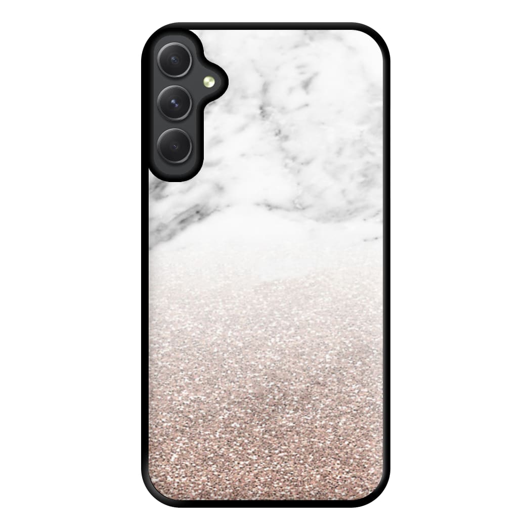 Rose Gold Glitter & Marble Phone Case for Galaxy A14