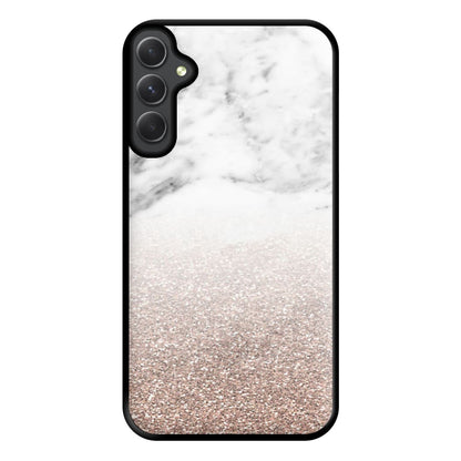 Rose Gold Glitter & Marble Phone Case for Galaxy A14