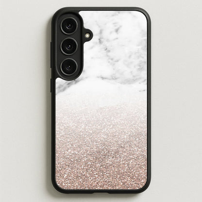 Rose Gold Glitter & Marble Phone Case for Galaxy S25FE