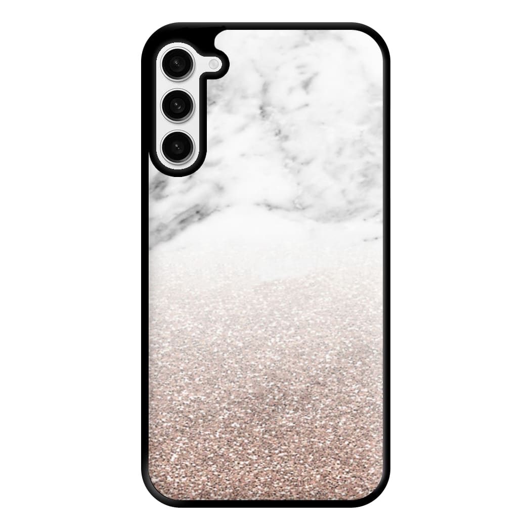 Rose Gold Glitter & Marble Phone Case for Galaxy S23 Plus