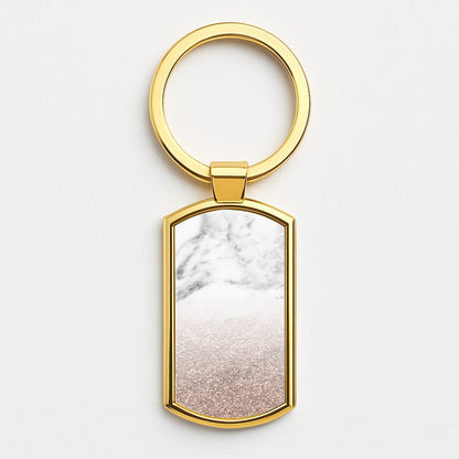 Rose Gold Glitter & Marble Gold Keyring