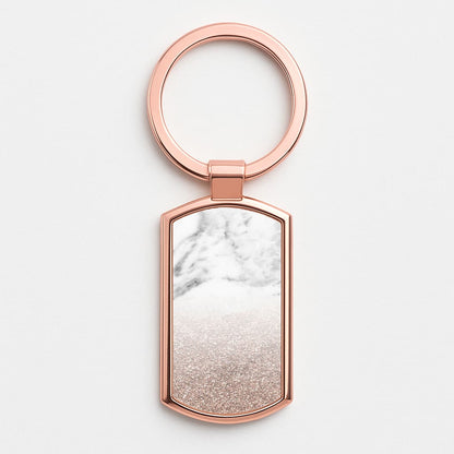 Rose Gold Glitter & Marble Rose Gold Keyring